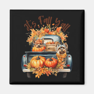 Es ist Herbst, Leute, Yorkie-Hunde, Kürbisse, Last Magnet