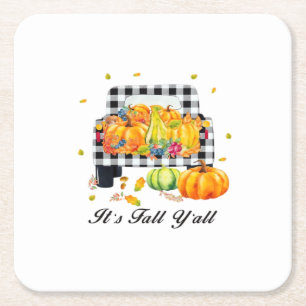Es ist Herbst Y’all Autumn Pumpkin Kariert Rechteckiger Pappuntersetzer