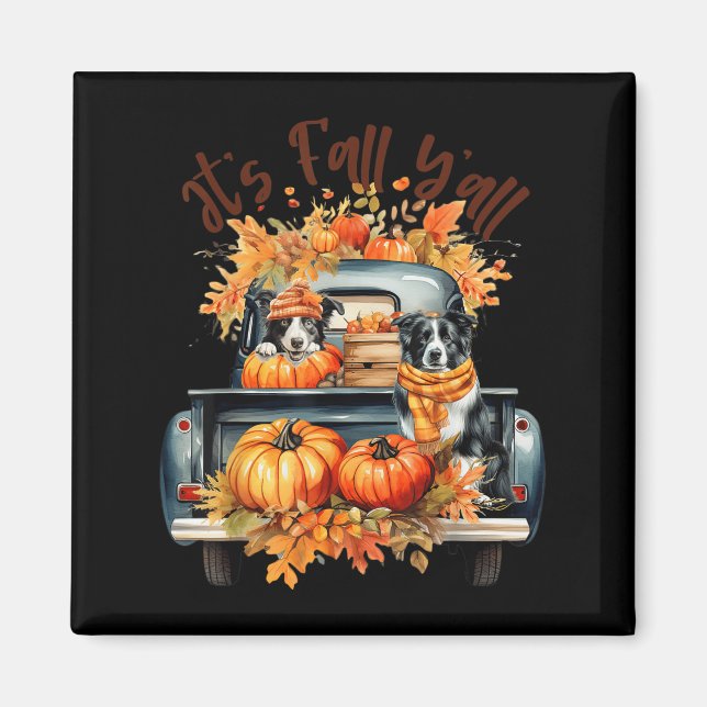 Es ist Herbst Y’all Border Collie Pumpkins Autum Magnet (Vorne)