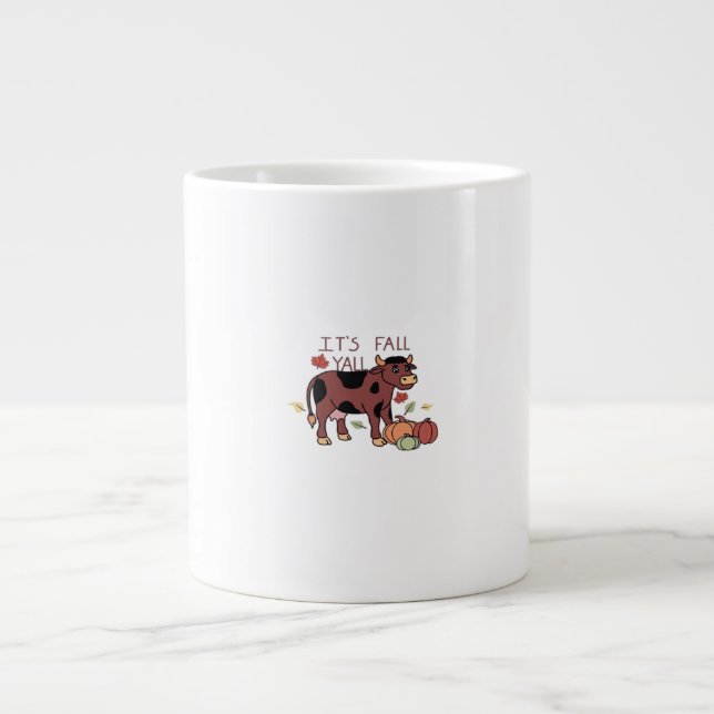 Es ist Herbst Y’all Cow Retro Style Jumbo-Tasse (Vorderseite)