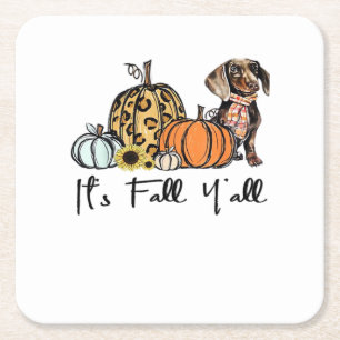 Es ist Herbst Y’all Dackel Lässig Rechteckiger Pappuntersetzer