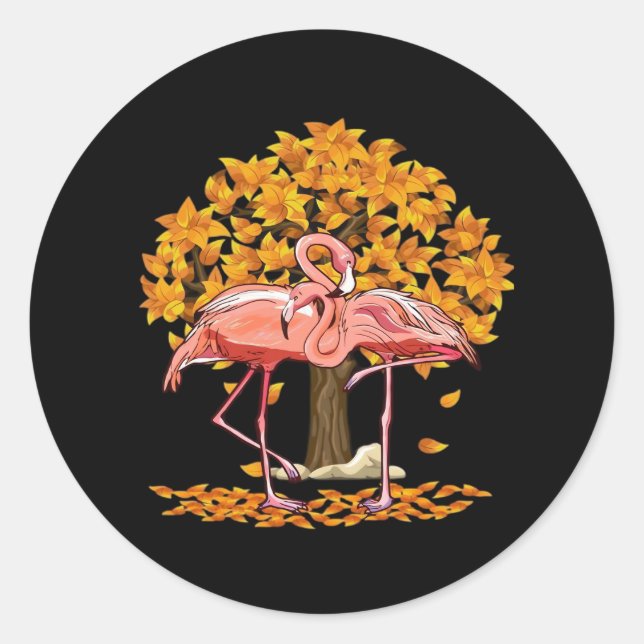 Es ist Herbst Y’all Flamingo Erntedank Halloween Runder Aufkleber (Vorderseite)
