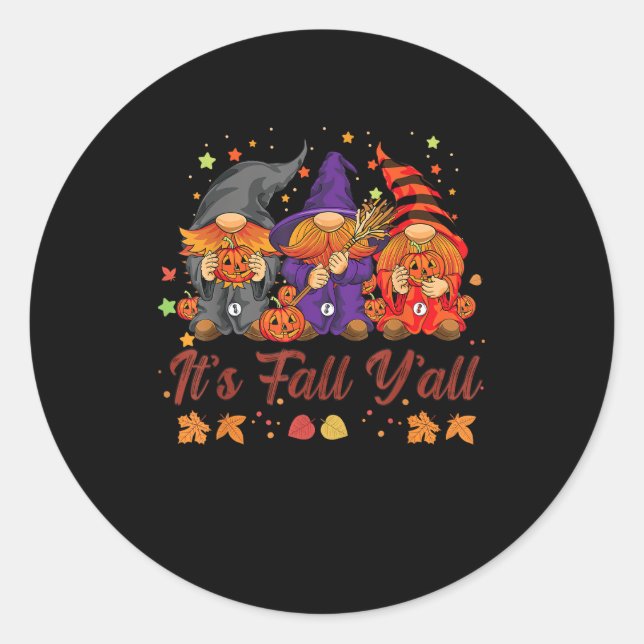 Es ist Herbst Y’all Halloween Gnomes Pumpkin Autum Runder Aufkleber (Vorderseite)