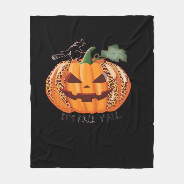 Es ist Herbst Y’all Leopard Pumpkin Happy Hallowee Fleecedecke (Vorderseite)