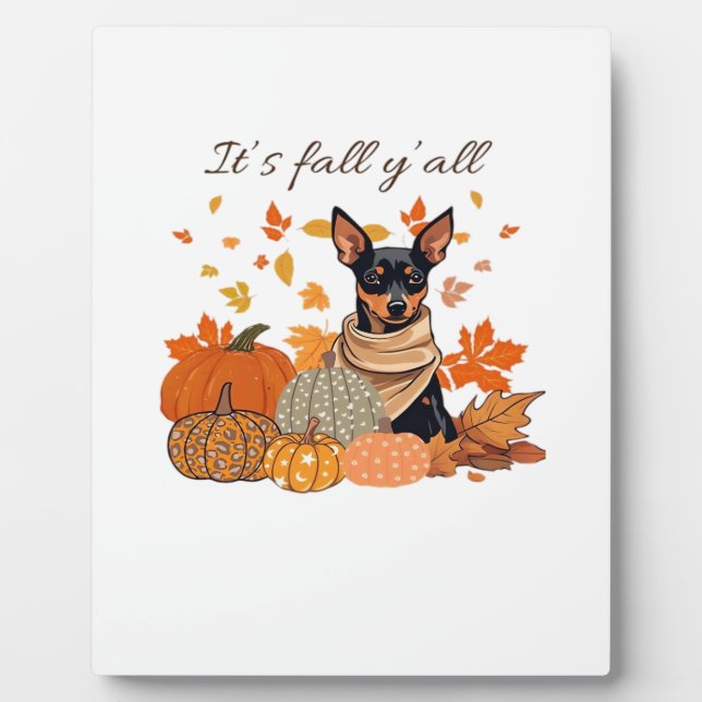 Es ist Herbst Y’all - Miniaturpinscher mit Pumpkin Fotoplatte (Vorderseite)