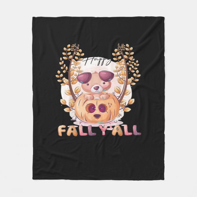 Es ist Herbst Y’all Pumpkin Autumn Halloween Cat F Fleecedecke (Vorderseite)