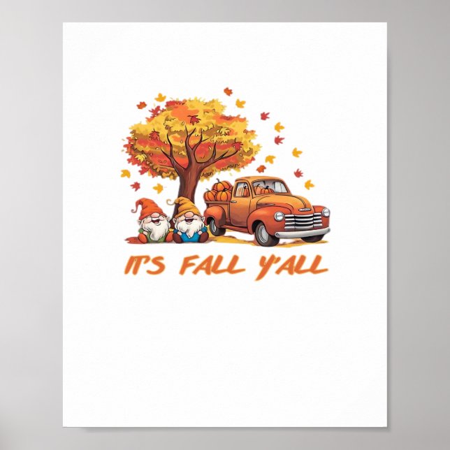 Es ist Herbst Y’all Pumpkin Gnome Autumn Tree Pump Poster (Vorne)