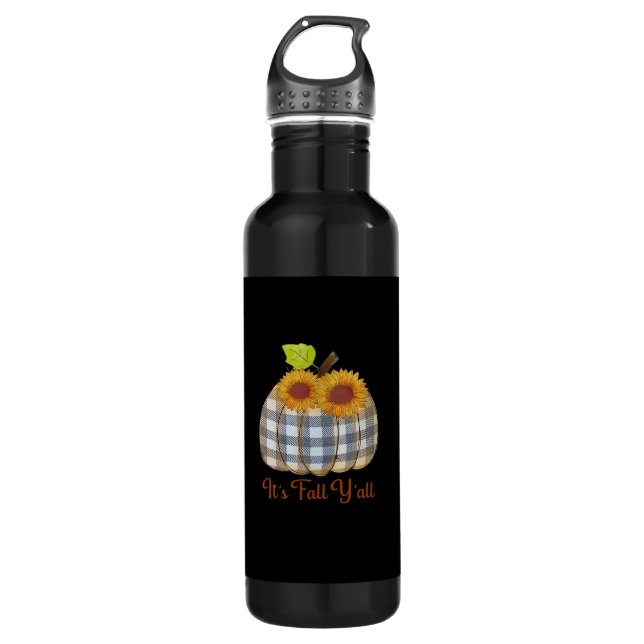 Es ist Herbst Y’all Pumpkin Karierten Design Hallo Edelstahlflasche (Vorderseite)
