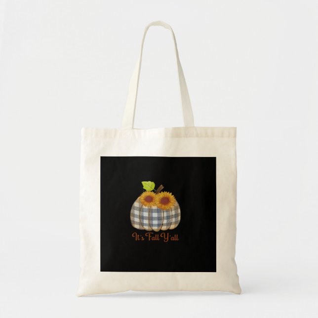 Es ist Herbst Y’all Pumpkin Karierten Design Hallo Tragetasche (Vorne)