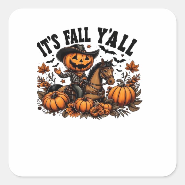 Es ist Herbst Y’all Retro Halloween Quadratischer Aufkleber (Vorderseite)
