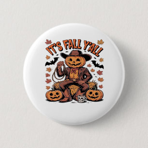 Es ist Herbst Y’all Western Cowboy Pumpkin Hallowe Button