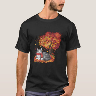 Es ist Herbst Y alle Niedlichen Katzen und Blätter T-Shirt