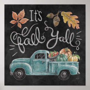 Es ist Herbst Y'all - Chalkboard Truck Poster