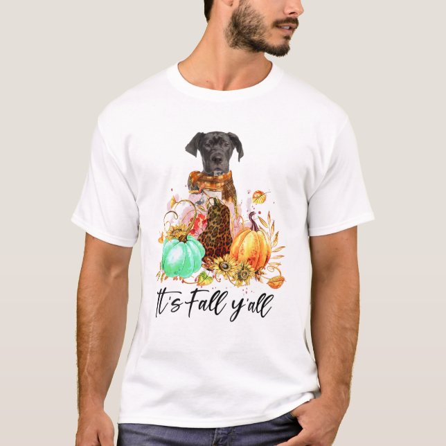 Es ist Herbst Y'all - Großer Dane Hund liebt das H T-Shirt (Vorderseite)