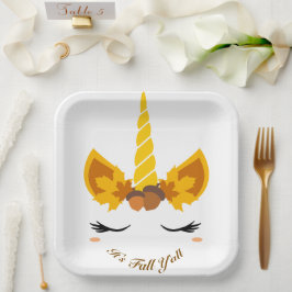 Es ist Herbst Y'all Herbst Unicorn Party Paper Tel Pappteller