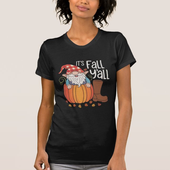 Es ist Herbst Y'all Niedlich Gnomes Pumpkin Herbst T-Shirt (Vorderseite)