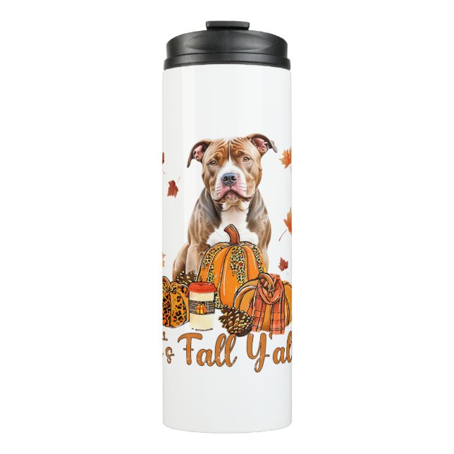 Es ist Herbst Y'all Pitbull Dog Fall Scarf Herbstp Thermosbecher (Vorderseite)