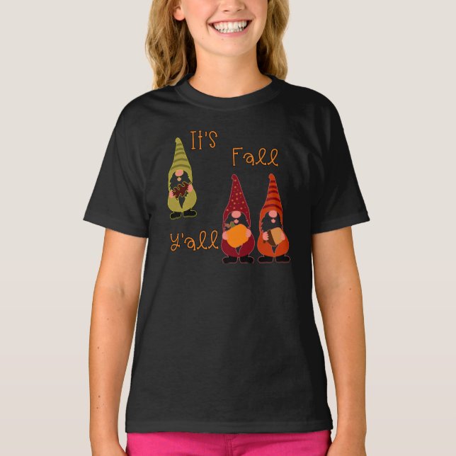 Es ist Herbst Y'all Pumpkin Gnome Autumn Tree T-Shirt (Vorderseite)