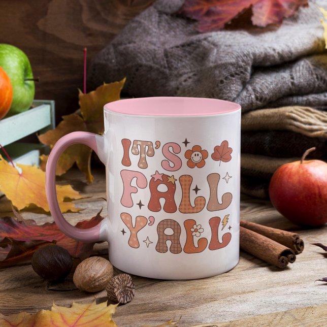 Es ist Herbst Y'all Sommer Vibe Pink Blütenherbst Tasse (Von Creator hochgeladen)