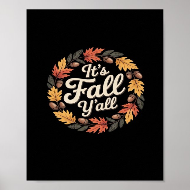 Es ist Herbst Y's Halloween Bats Pumpkin Fall Hall Poster (Vorne)