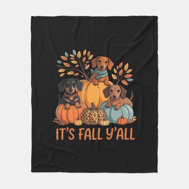Es ist Herbst Y's Herbst Dackel Pumpkins Fall Fleecedecke (Vorderseite)