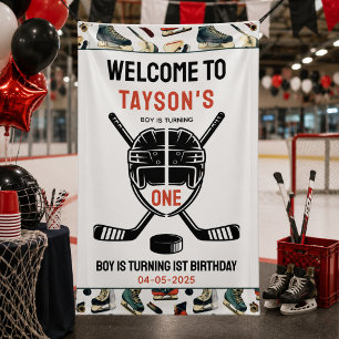 Es ist Hockey-Geburtstagsfeier zum 1. Geburtstag Banner