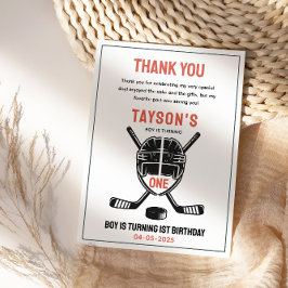 Es ist Hockey-Geburtstagsfeier zum 1. Geburtstag " Dankeskarte