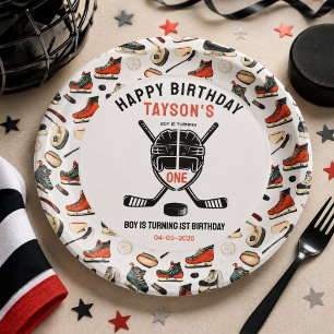 Es ist Hockey-Geburtstagsfeier zum 1. Geburtstag Pappteller