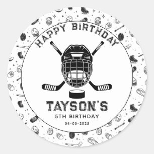 Es ist Hockey-Zeit zum 5. Geburtstag  Runder Aufkleber