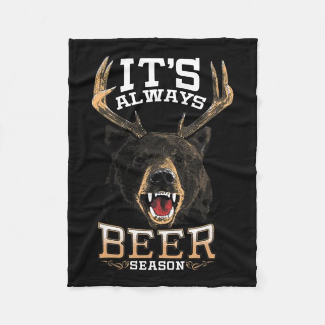 Es ist immer Biersaison Bären Hirsch Bier Funny Hu Fleecedecke (Vorderseite)