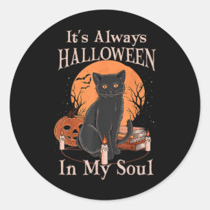 Es ist immer Halloween in meinem Soul Pumpkin Cat Runder Aufkleber