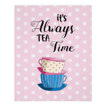 Es ist immer Tea Time Teacups Pink Polka Dots Zita