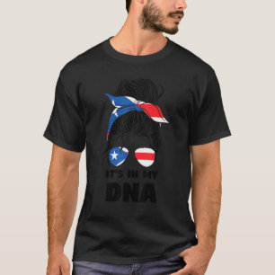 Es ist in meinem Dna Puerto Rican Girl Messy Bun P T-Shirt