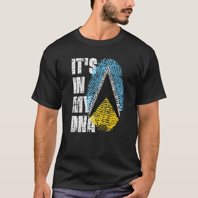 Es ist in meinem DNA Saint Lucia Flag Saint Lucian T-Shirt (Vorderseite)