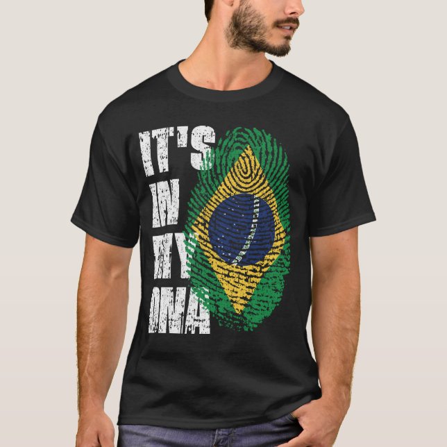 ES IST IN MEINER DNA Brasilien Flaggen Jungs Mädch T-Shirt (Vorderseite)