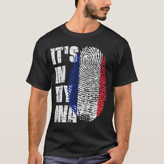 ES IST IN MEINER DNA Frankreich Flaggen Jungs Mädc T-Shirt (Vorderseite)