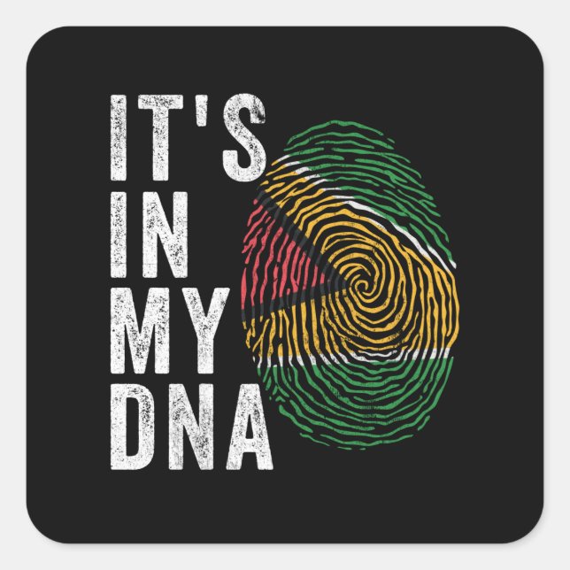 Es ist in meiner DNA - Guyana-Flagge Quadratischer Aufkleber (Vorderseite)