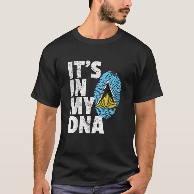 ES IST IN MEINER DNA Saint St. Lucia Flag Weihnach T-Shirt (Vorderseite)