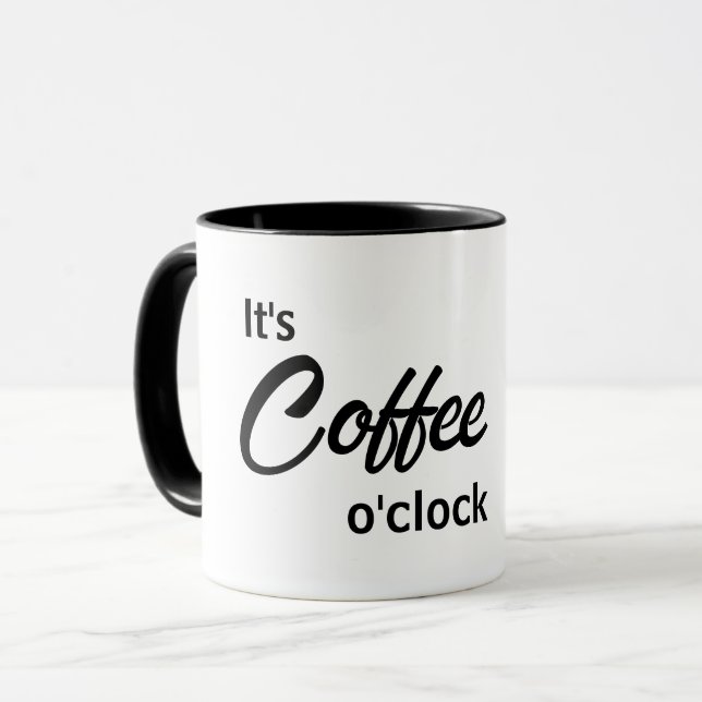 Es ist Kaffee Tasse um die Uhr (Vorderseite Links)