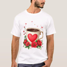 Es ist Kaffeezeit mit Tasse und roten Herzen