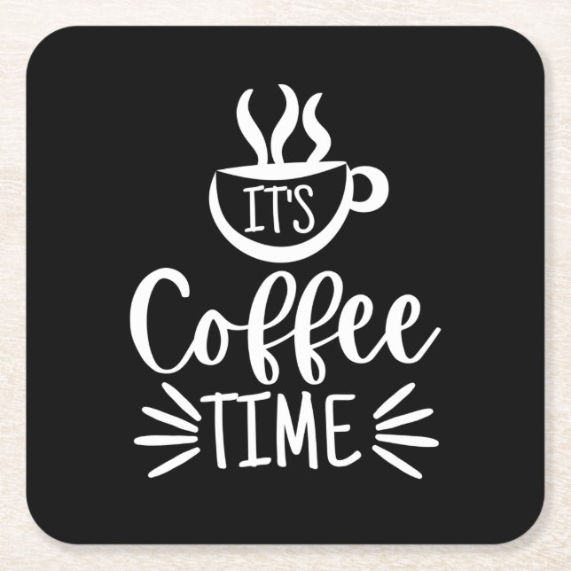 Es ist Kaffeezeit Rechteckiger Pappuntersetzer (Vorderseite)