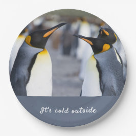Es ist kalt außerhalb von King Penguin Foto mit Te Pappteller