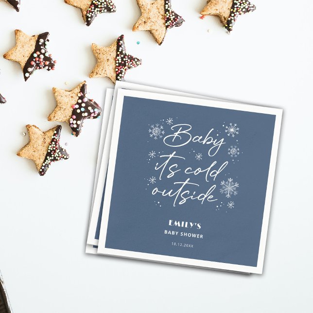 Es ist kalt draußen blaue Babydusche Serviette (Von Creator hochgeladen)
