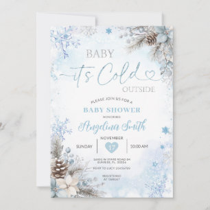 Es ist kalt draußen, blaue Winter-Baby-Party  Einladung