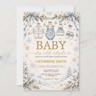 Es ist kalt draußen Blue Gold Winter-Baby-Party Einladung