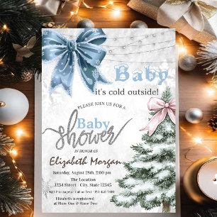 Es ist kalt draußen Fichte Baum Schleife Babypart Einladung