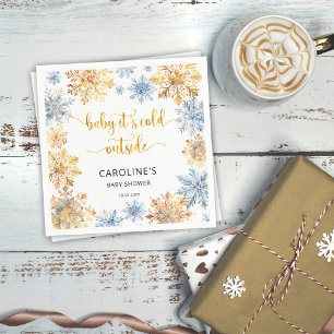 Es ist kalt draußen Golden Snowflakes Baby Serviette