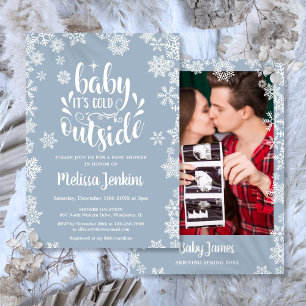 Es ist kalt draußen Jungen Foto Winter Baby Shower Einladung
