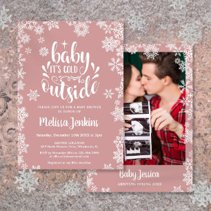 Es ist kalt draußen Mädchen Foto Winter Baby Showe Einladung
