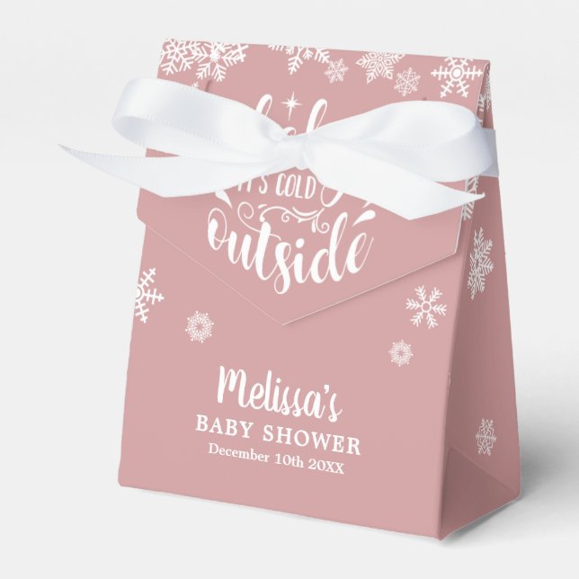 Es ist kalt draußen Pink Girl Winter Baby Shower Geschenkschachtel (Vorderseite)